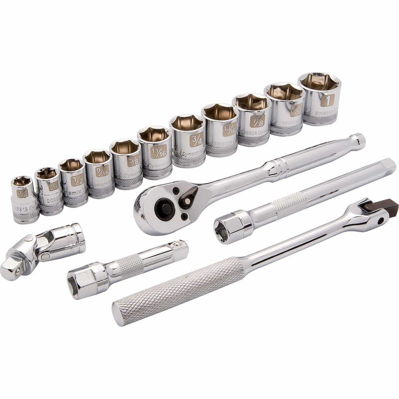 3/8" Drive 16pc 6-Point Standard SAE Socket Set, 3/8" - 1"